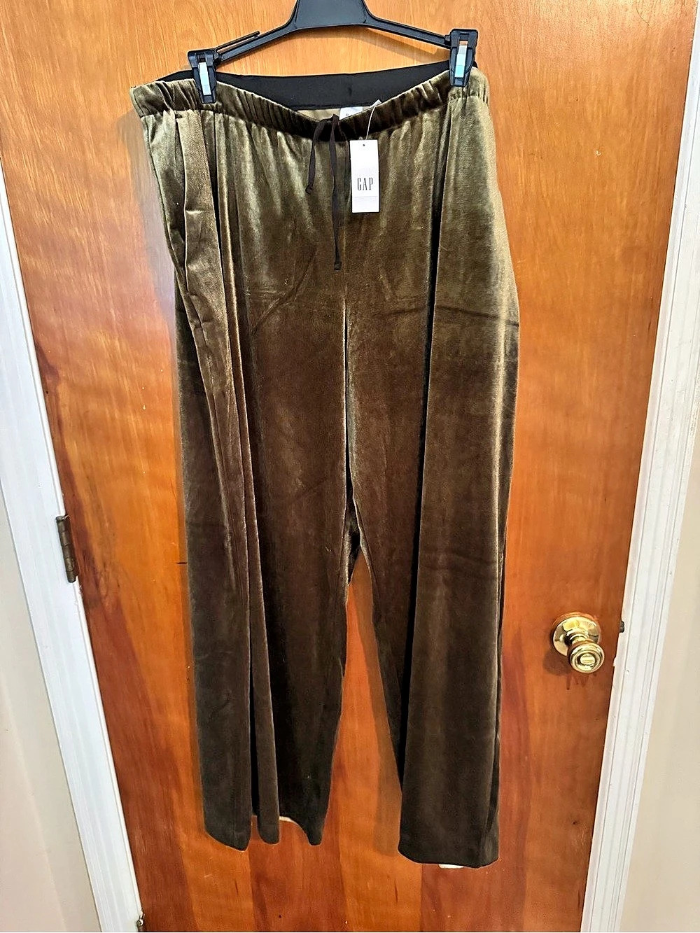 GAP Recycled Pull-On Velour Wide-Leg Pants Green XL